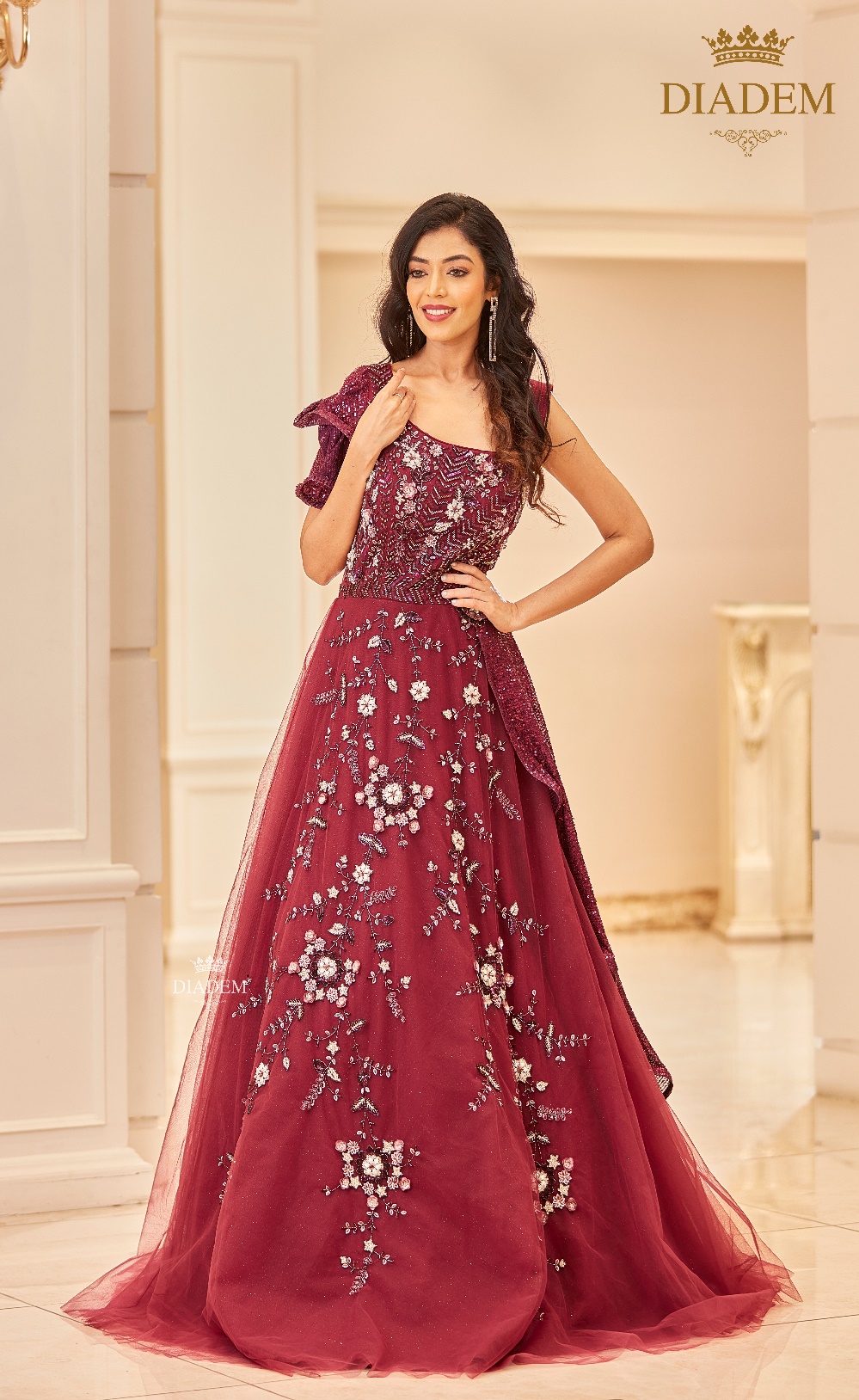 Khwaab by Sanjana Lakhani Flared Tiered Gown | Pink, Pearl, Viscose  Organza, Round, Three Quarter | Organza gowns, Aza fashion, Gowns